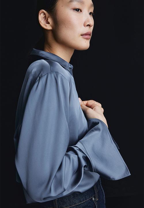 H&M - V-neck blouse - pigeon blue