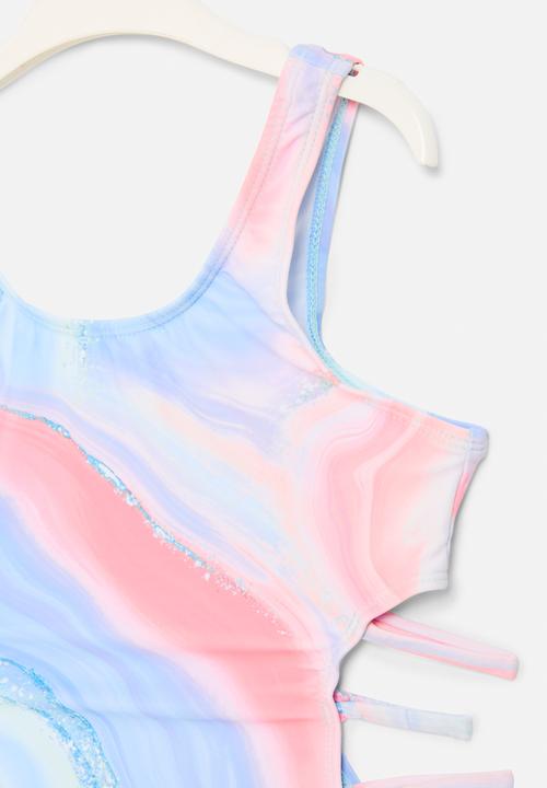Pop Candy - Cutout one piece swimsuit - blue & pink