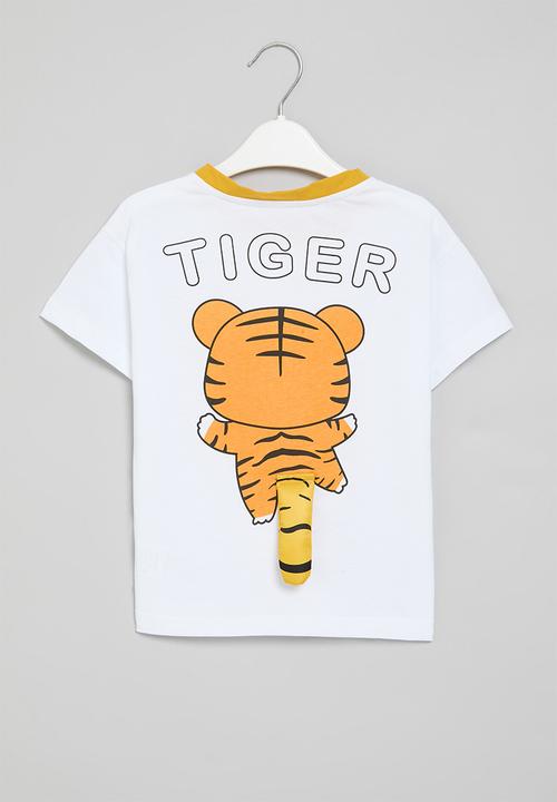 Pop Candy - Tiger print tee - yellow & white