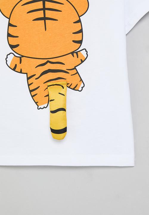 Pop Candy - Tiger print tee - yellow & white