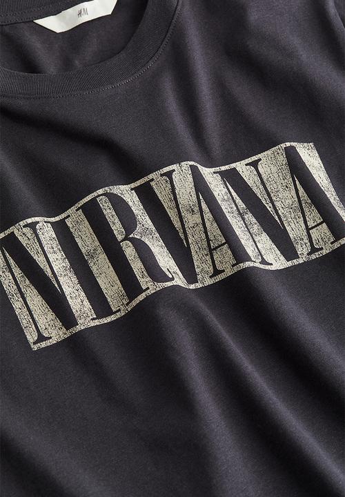 H&M - T-shirt with a motif - dark grey & nirvana