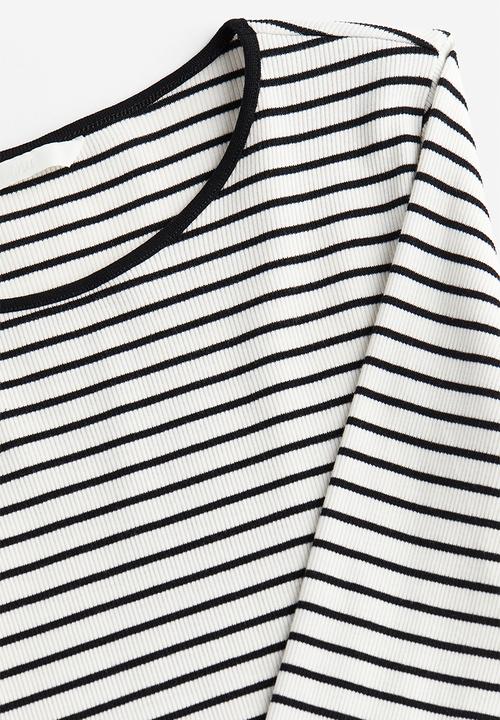 H&M - Ribbed jersey top - white & black striped