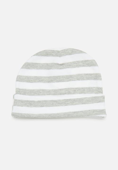 Pop Candy - Striped hat & mitten set - grey & white