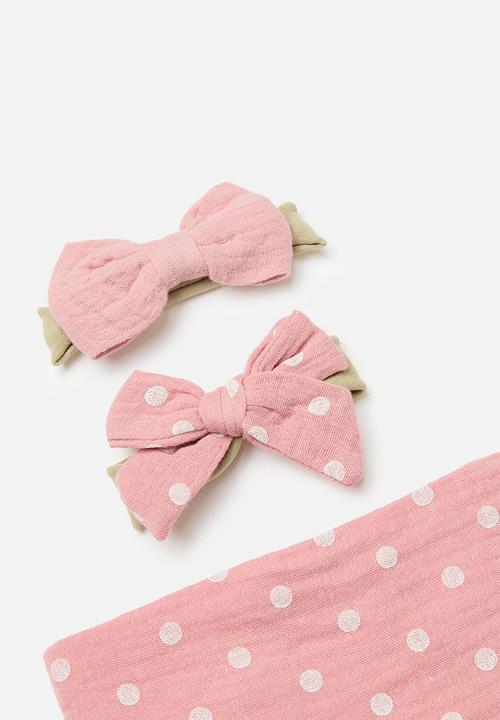 Pop Candy - Printed bib and hair band set - pink