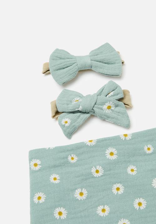Pop Candy - Printed bib and hair band set - green