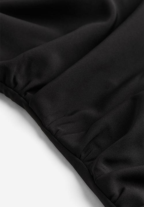 H&M - Square-neck twill dress - black