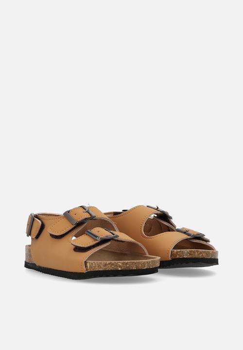 Pop Candy - Twin buckle strap sandals - tan