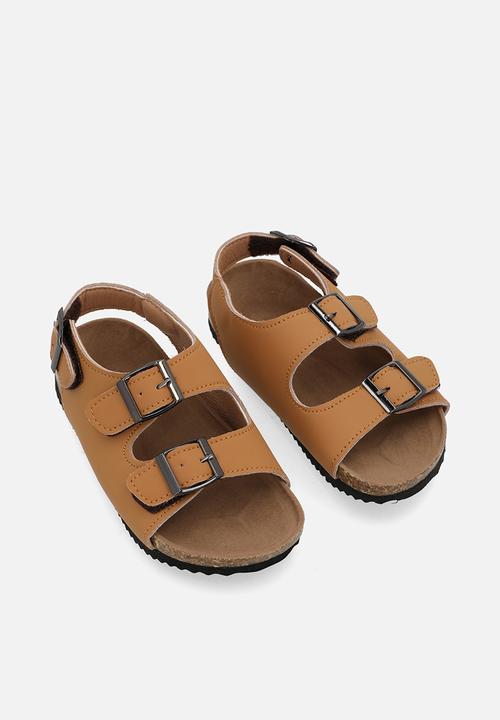 Pop Candy - Twin buckle strap sandals - tan