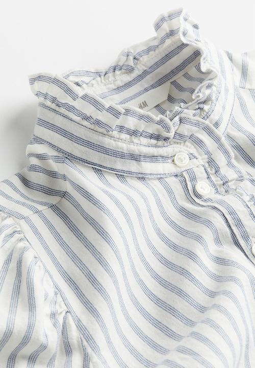 H&M - Frill-trimmed cotton blouse - white & blue striped
