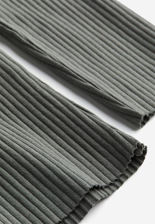 H&M - Ribbed square-neck top - dark khaki green
