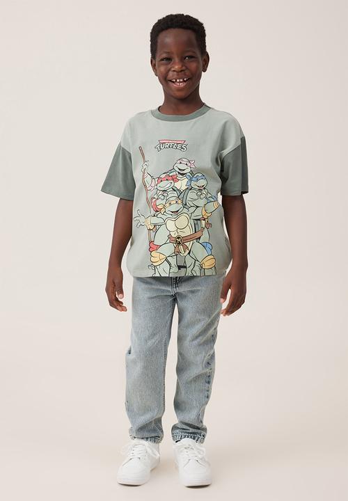 Cotton On - License drop shoulder short sleeve tee - lcn nic deep sage & swag green/tmnt bff
