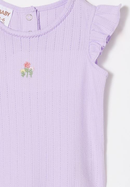 Cotton On - Lynlee sleeveless flutter top - vintage lilac/spring ditsy