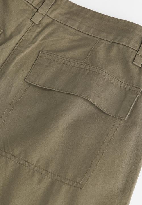 H&M - Twill cargo trousers - dark khaki green
