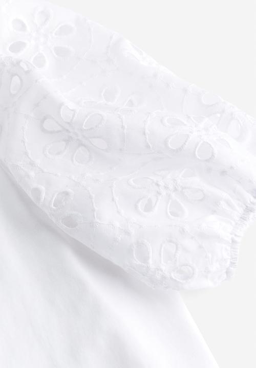 H&M - Broderie-anglaise-sleeve top - white