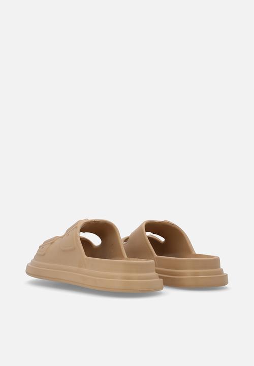 Pop Candy - Platform twin buckle slides - beige