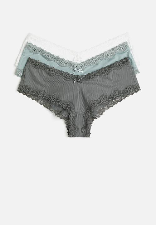 H&M - 3 pack hipster briefs - grey-green & light turquoise