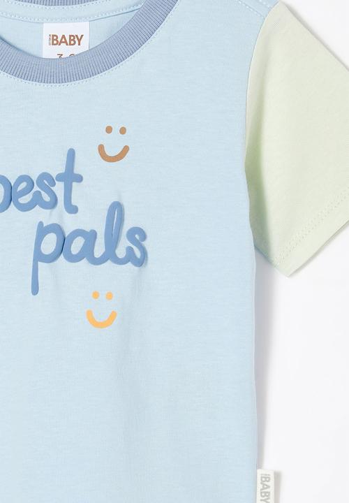 Cotton On - Jamie short sleeve tee - frosty blue/best pals