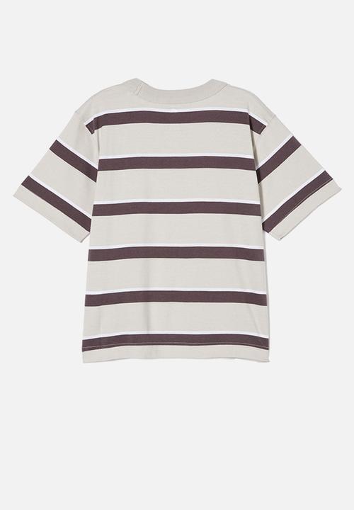Cotton On - The essential short sleeve tee - winter grey/rabbit grey/white stripe