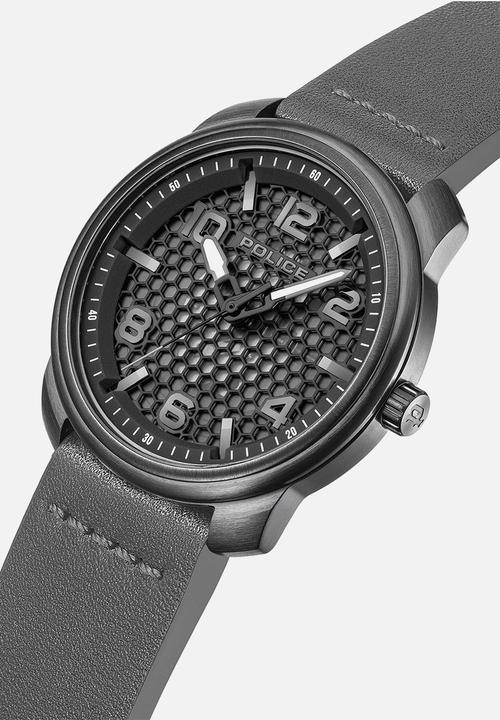 Police - Ip dial strap watch - black