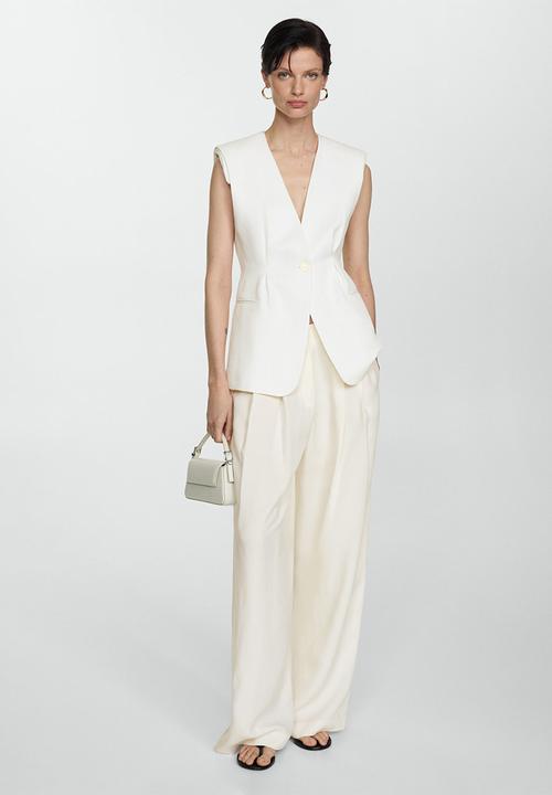 MANGO - Waistcoat Peach - White