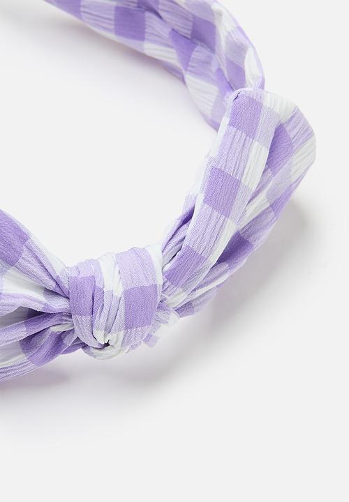 Pop Candy - Check bowknot head band-purple