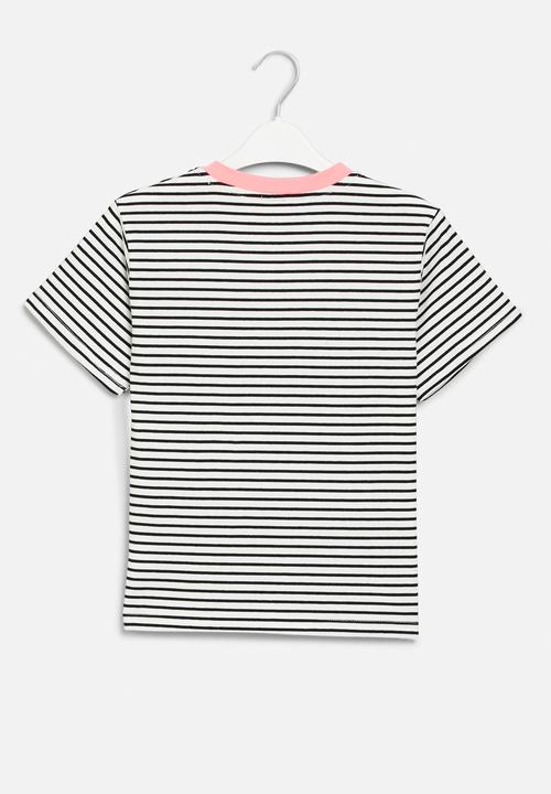 Pop Candy - Striped tee-black & white