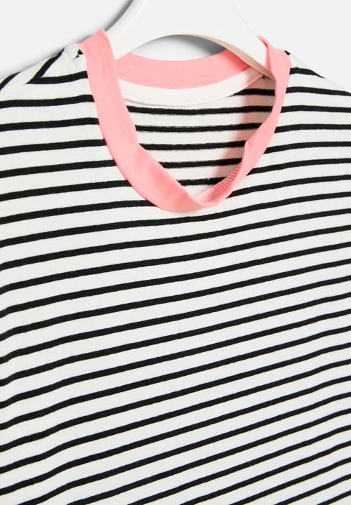Pop Candy - Striped tee-black & white