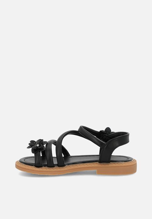 Pop Candy - Floral strappy sandal-black