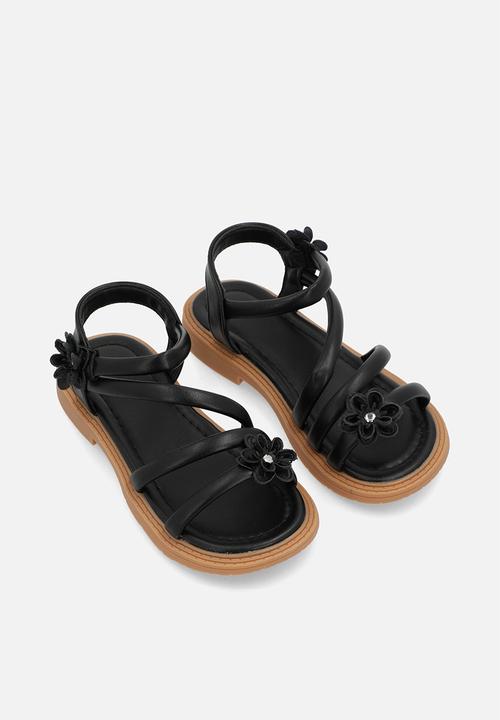 Pop Candy - Floral strappy sandal-black