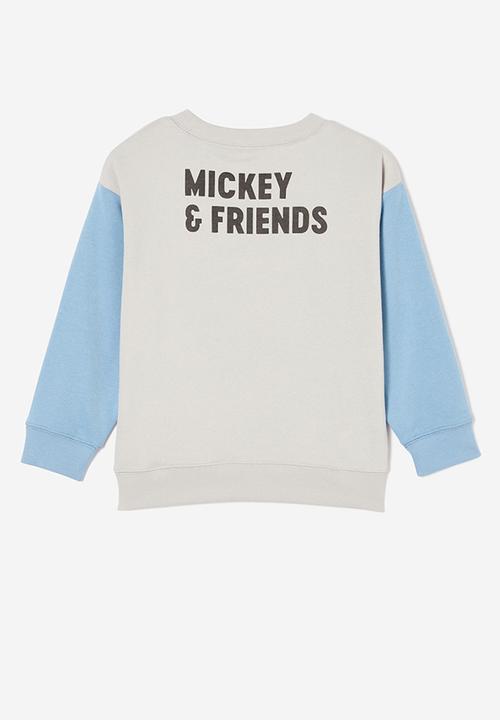 Cotton On - License felix fleece crew neck - lcn dis winter grey & dusty blue/mickey bff