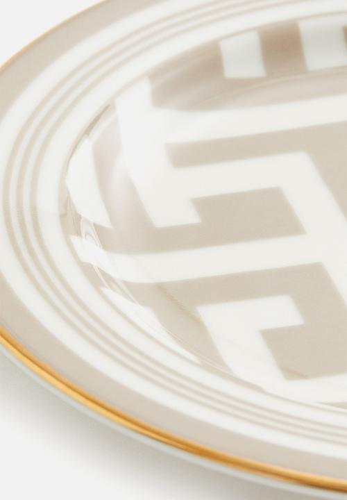 H&M - Small porcelain plate - light beige patterned