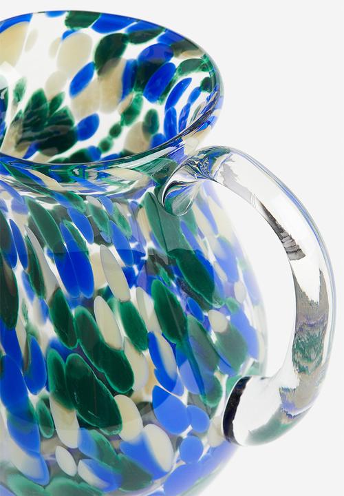 H&M - Patterned glass jug - green patterned