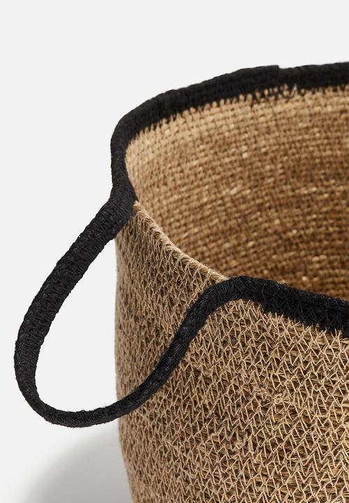 H&M - Round seagrass storage basket - brown & black