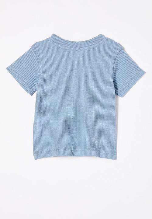 Cotton On - Magnus short sleeve placket top - dusty blue