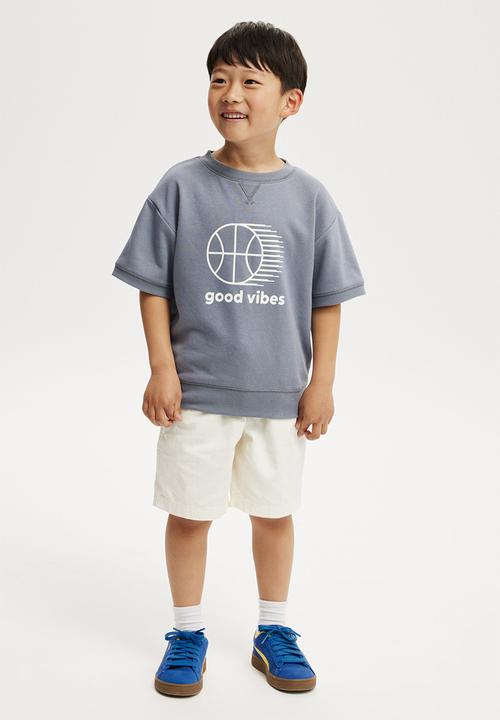 Cotton On - Sandy short sleeve sports crew - steel/good vibes