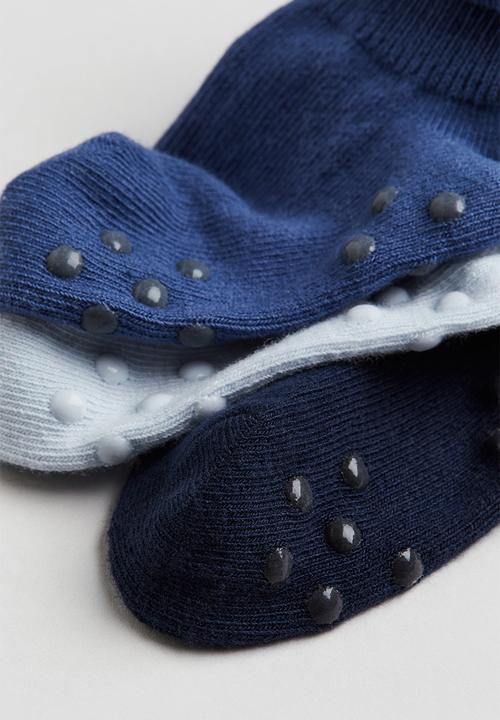 H&M - 3-Pack anti-slip-socks - dark blue & light blue 