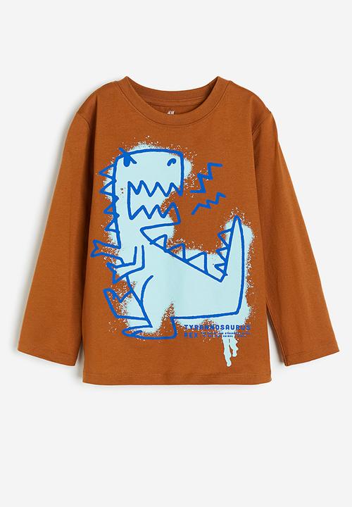 H&M - Long-sleeved T-shirt - brown dinosaur 