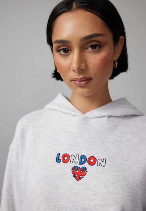 Factorie - Graphic Hoodie - Silver Marle/Lnd Icons