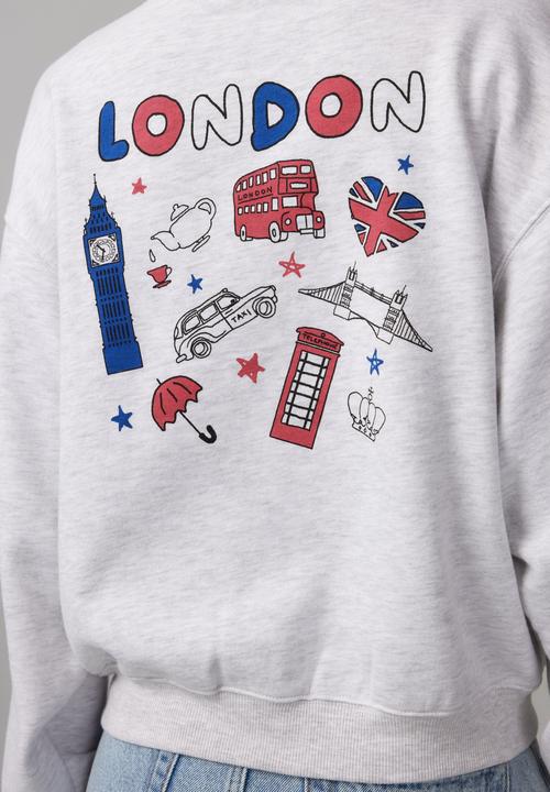 Factorie - Graphic Hoodie - Silver Marle/Lnd Icons