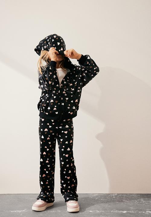 H&M - Velour trousers - black hearts