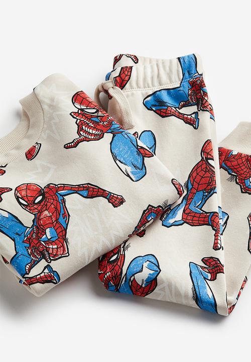 H&M - 2-Piece printed sweatshirt set - light beige spider-man