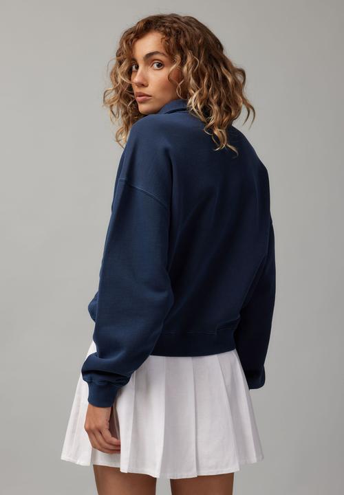 Factorie - Slouchy Graphic Qtr Zip - Navy Blazer/Nyc