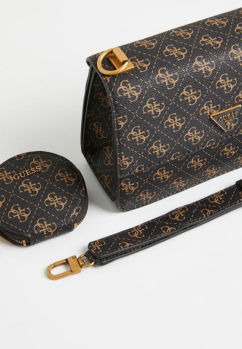 GUESS - Alexie crossbody flap-brown logo