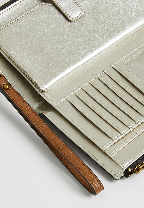 GUESS - Nell logo slg dbl zip organiser - black & brown