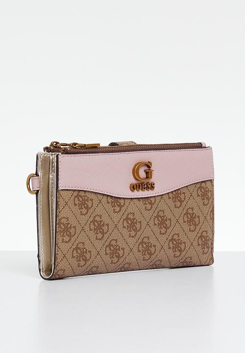 GUESS - Nell logo slg bdl zip organiser purse - latte & light pink