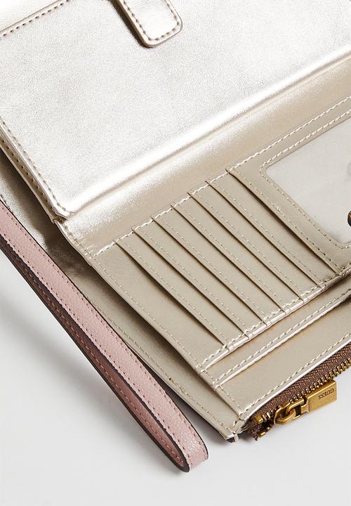 GUESS - Nell logo slg bdl zip organiser purse - latte & light pink