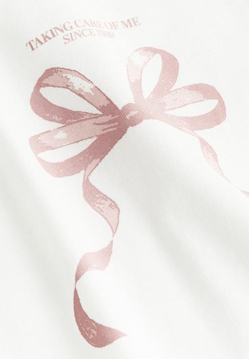 H&M - Printed T-shirt - cream bow