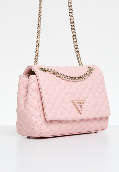 GUESS - Rianee quilt convertible crossbody flap bag- pink