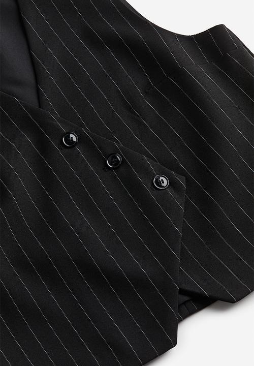 H&M - Asymmetric-front suit waistcoat - black pinstriped