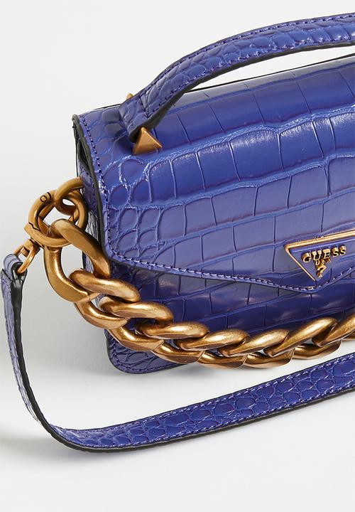 GUESS - Retour mini top handle flap crossbody bag - blue